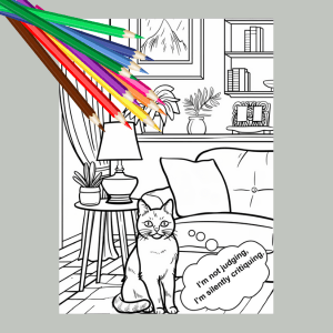 Cat Thoughts Coloring Book