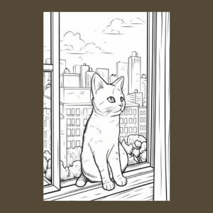 Cats in Windows With a View Coloring Page