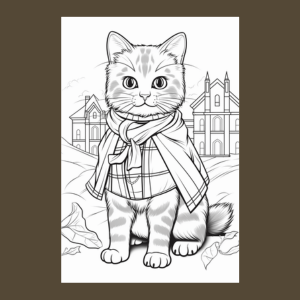 Cats Wearing Scarves Coloring Book | Cat Coloring Book