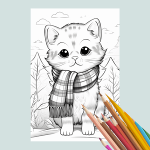 Printable Cats Wearing Scarves Cat Coloring Book