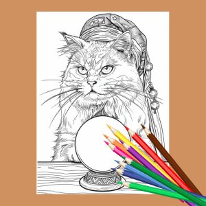 Crystal Ball Cat Coloring Book