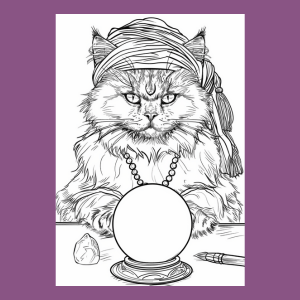 Crystal Ball Cat Coloring Book