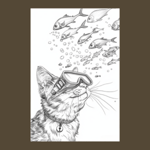 Curious Cats Under The Sea: Cat Coloring Book