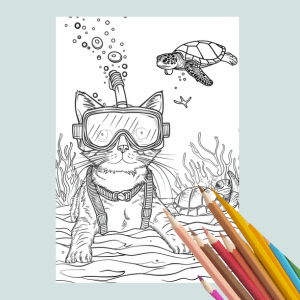 Curious Cats Under The Sea: Cat Coloring Book