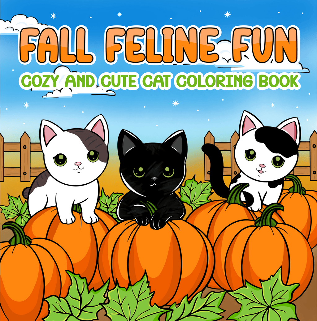 Fall Feline Fun: Cozy and Cute Cat Coloring Book