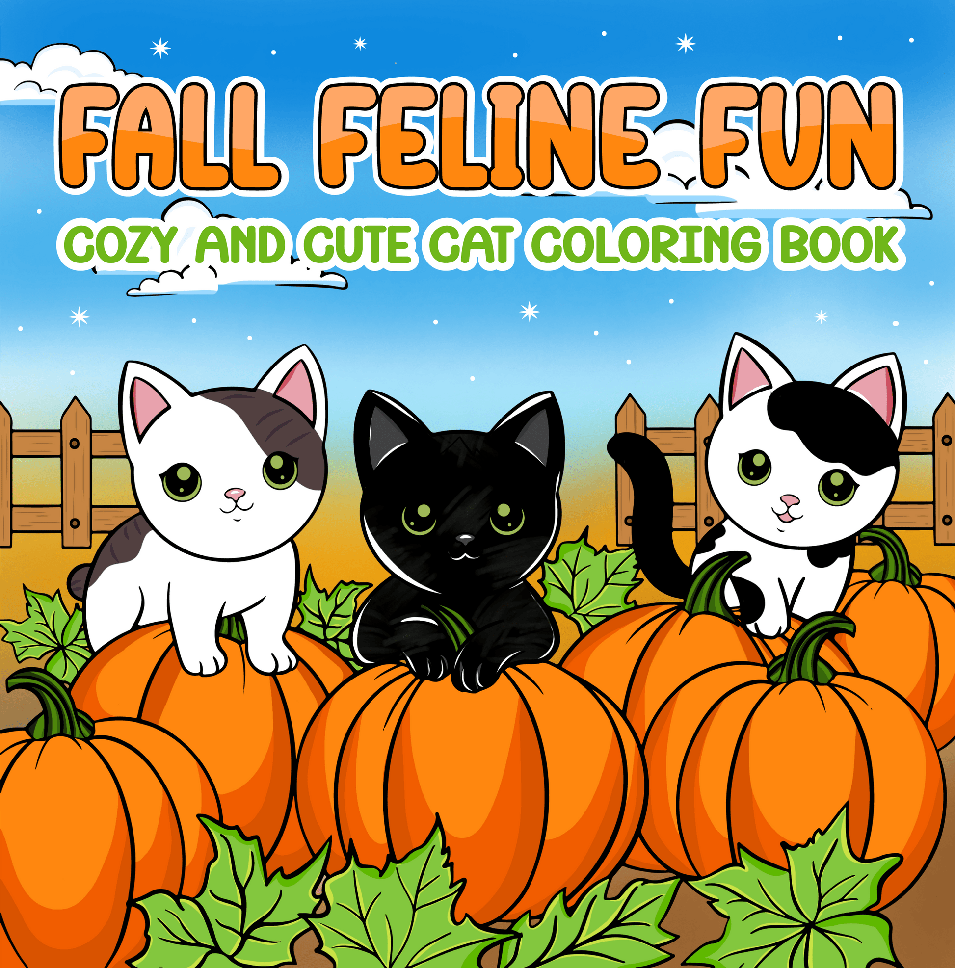 Fall Feline Fun: Cozy and Cute Cat Coloring Book
